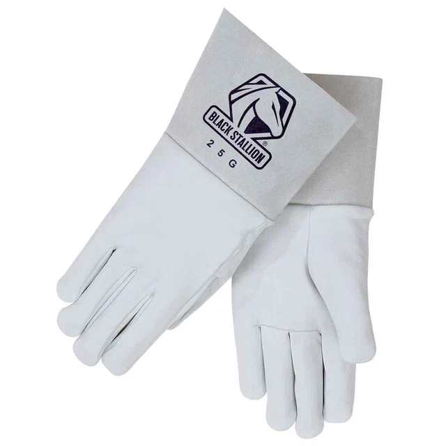Black Stallion 25G Long CuffGrain Goatskin TIG Welding Gloves Medium