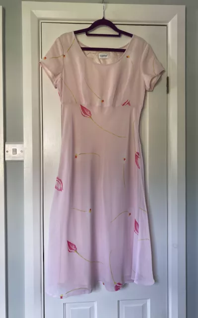 TOGETHER Midi Dress Women’s UK 12 Baby Pink Floral Ditsy Chiffon Lined Occasion