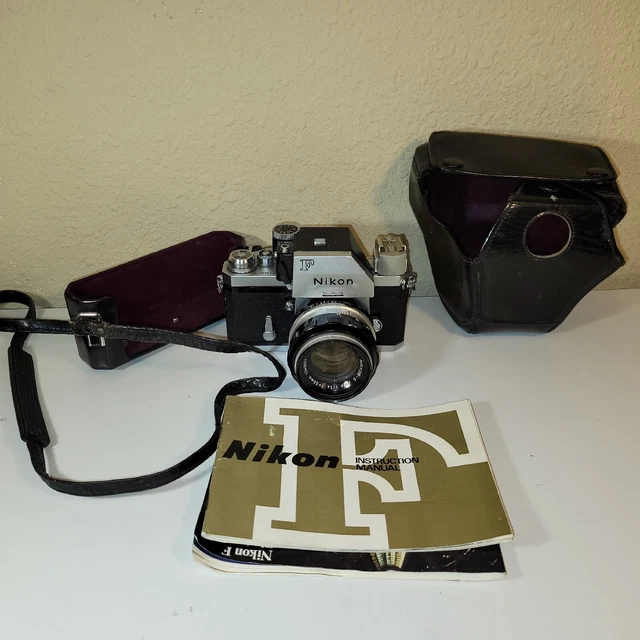 Vintage Nikon F 35mm SLR Camera w/ Metered Prism & Nikkor-S 50mm F=50F F1.4 Lens