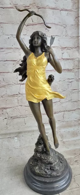 Large Vintage Sculpture French "MIRVAL" Bronze Statue Goddess DIANA Sale Figure