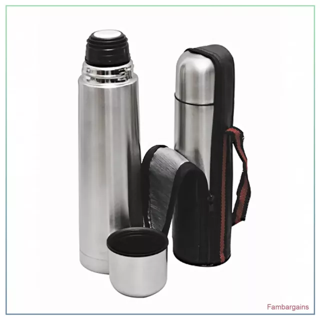 500ml Vacuum Flask Carry Case Stainlees Steel Bottle Thermos Hot Cold Drinks