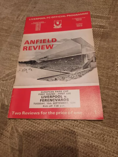 Liverpool V Ferencvaros European Fairs Cup Football Programme 1970/71