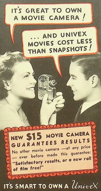 Cámara de cine UniveX 1939 8 mm modelo A-8, caja original, folleto de lentes - Z-16