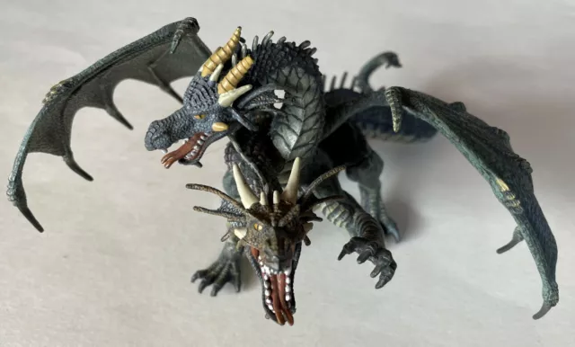 HYDRA DRAGON PAPO Two Headed Winged Monster Blue Gray Golden Action Figure 2005