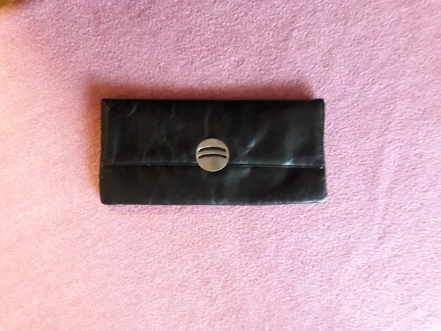 VINTAGE EDLE ECHT Leder Unterarm Clutch Tasche Schwarz Orginal 70er 