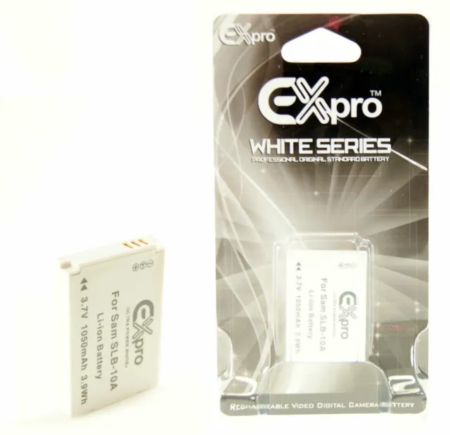 Ex-Pro® White Akku SLB-10A for Samsung WB150F WB500 WB550 WB690 WB700