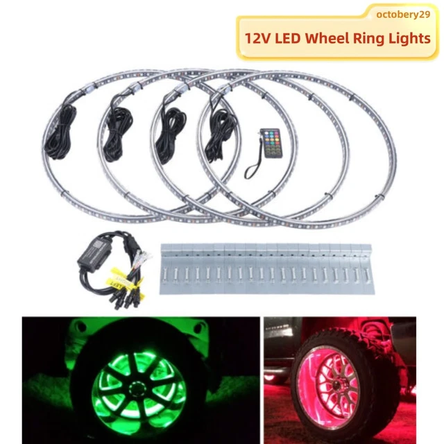 4X17.5'' DOUBLE ROW LED Wheel Ring Lights Bluetooth Color RGB Rim