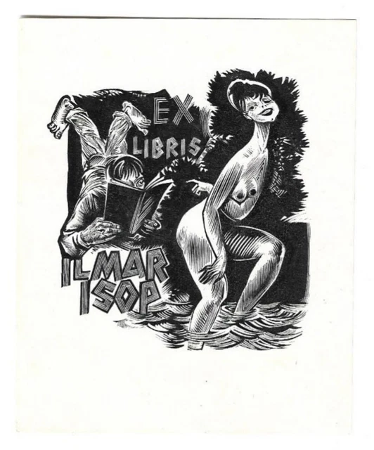 RICHARD KALJO: Exlibris für Ilmar Isop, Akt