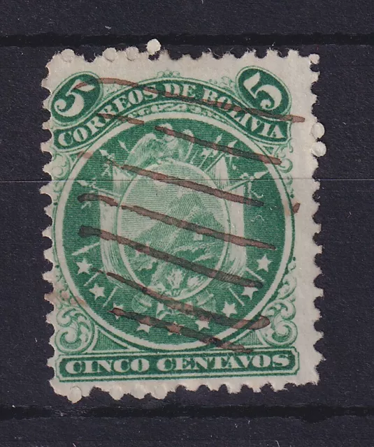 Bolivien 1868 Wappen im Kreis, 9 Sterne 5 C. grün Mi.-Nr. 8 gebraucht