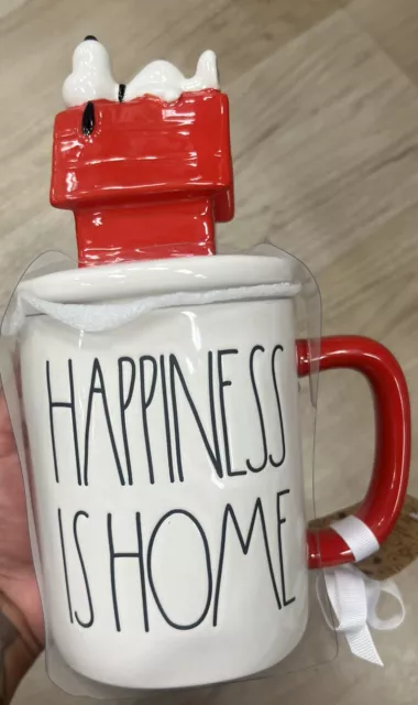 Rae Dunn Peanuts Happiness Is Home Mug  With Snoopy Topper NWT Factory Seal