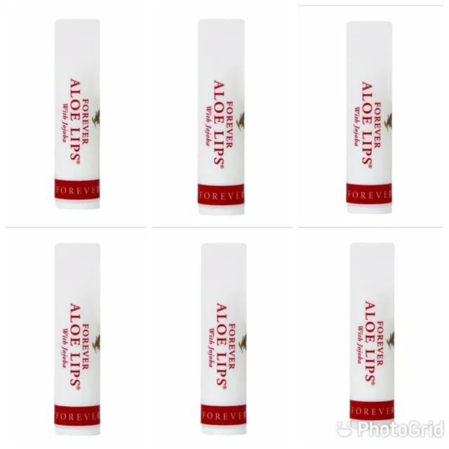 6X Forever Living Lips Aloe Vera Lip Balm Sticks With Jojoba 4.25g Each Sealed