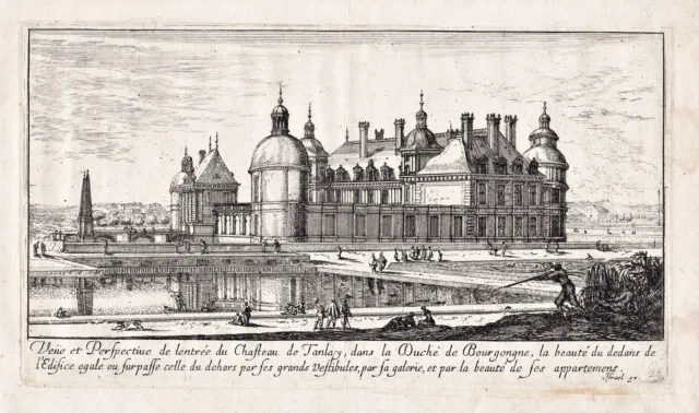 Tanlay Château Yonne Bourgogne Castle Engraving Israël Silvestre Gravure Au