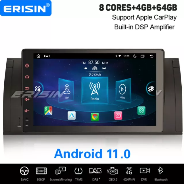 9" 8-Core Android 11 Autoradio Navi BMW 5er E39 X5 E53 M5 DAB+ CarPlay 64GB WiFi