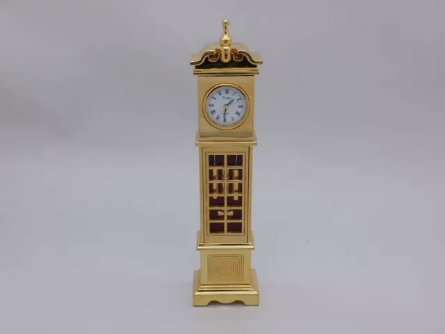 Novelty Brass 5½in Long Cased Grandfather Eclipse Quartz Clock