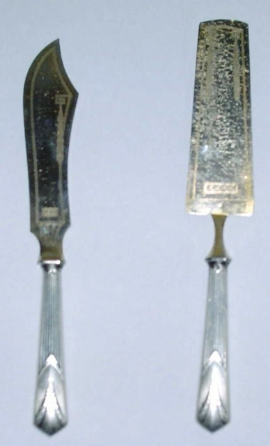Service Couteau à Gâteau Mariée Sheffield England 1974 – Gravé – 2 Pièces