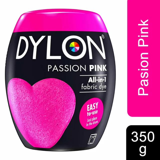 DYLON Washing Machine Fabric Dye Pod, Passion Pink, 3 Packs of 350g 2