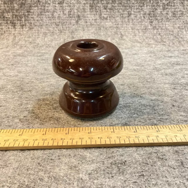 Vintage Brown Ceramic Porcelain Insulator Mushroom Shape 3 1/2"