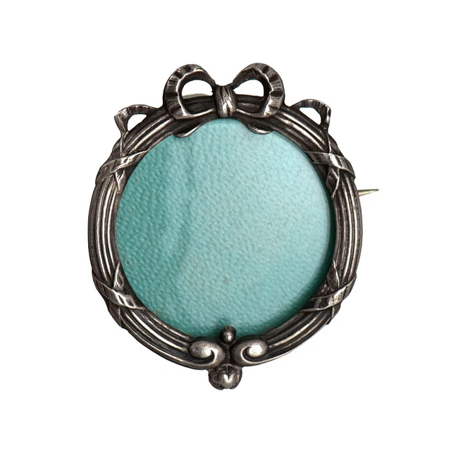Ancienne Broche Porte-photo en Argent Massif Art Nouveau