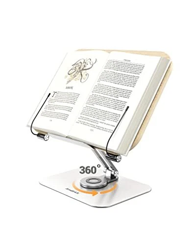 Book Stand for Reading,  Adjustable Holder with 360° Rotating Base & Page