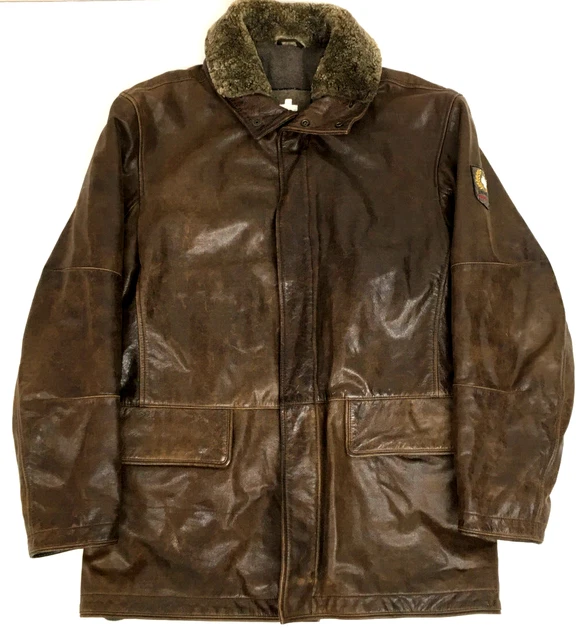 Giacca casual vintage anni '90 00 marrone in vera pelle uomo media - grande retrò