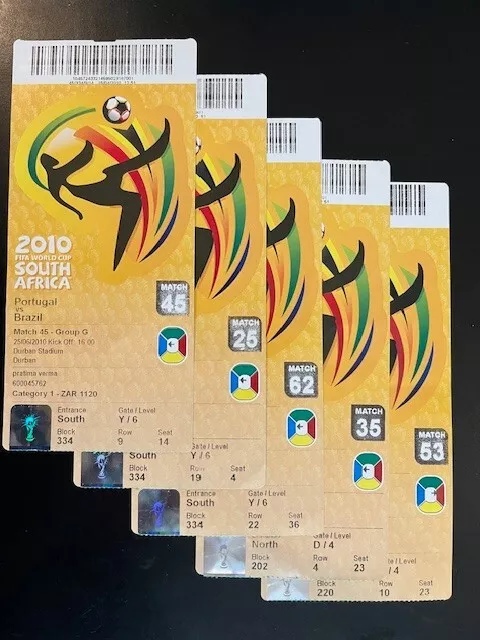 FIFA World Cup 2010 South Africa - 5 tickets from Durban matches