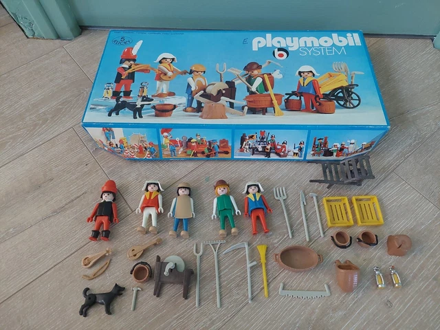 Playmobil 3222 Fermiers Médiévaux – Château 1977 – Rare Et Complet Avec Chien