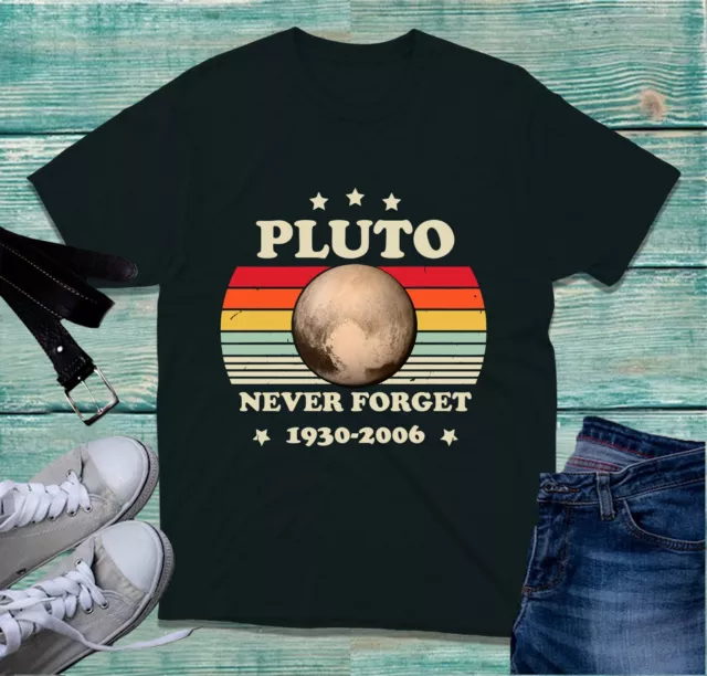 Pluto Never Forget 1930-2006 Retro Style T-Shirt Solar System, Galaxy Lover Top
