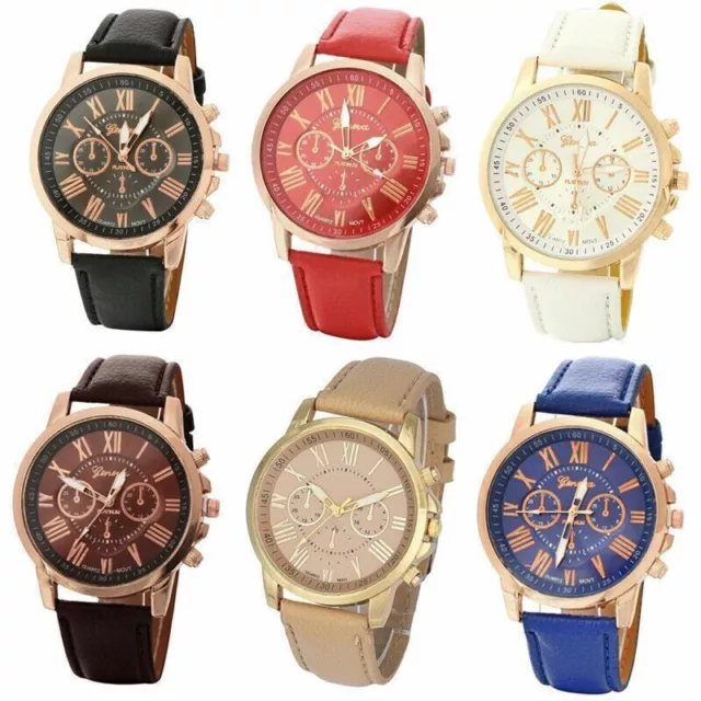 Women Girls Watch Geneva Smart Leather Fashion Wrist Watch Analogue Quartz Gift