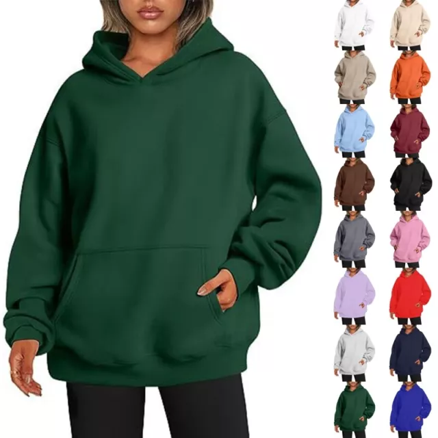 Ladies Hooded Sweatshirt Long Sleeve Hoodies Women Solid Color Fall Casual Thick