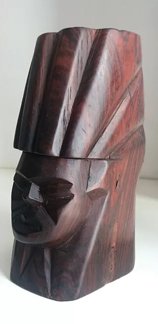 Scultura maschera etnica vintage arte tribale in legno di palissandro 2