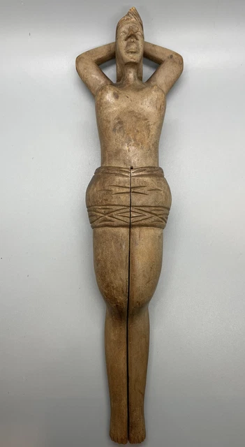 Vintage Hand Carved Wooden Wood Naughty Nude Lady Women Nut Cracker