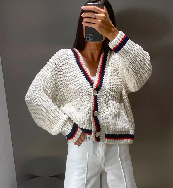 Zara contrasting cable knit coat hotsell