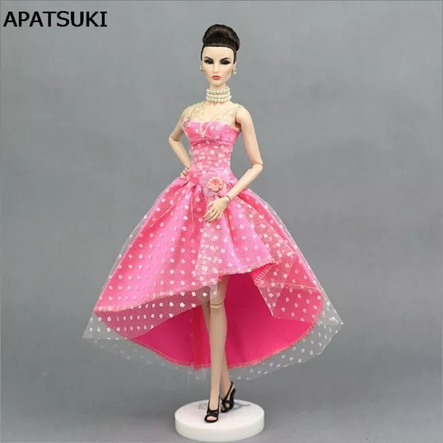 Pink 1/6 Doll Clothes For Barbie Doll Evening Gown Party Dress For Barbie Dolls