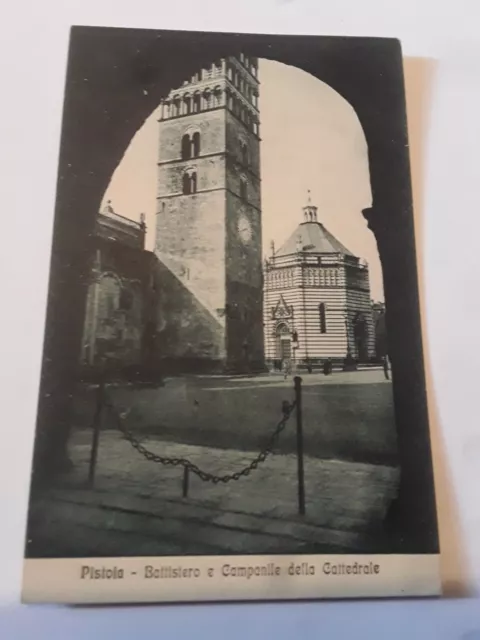 Cartolina Originale 1930 Pistoia - Battistero e Campanile della Cattedrale