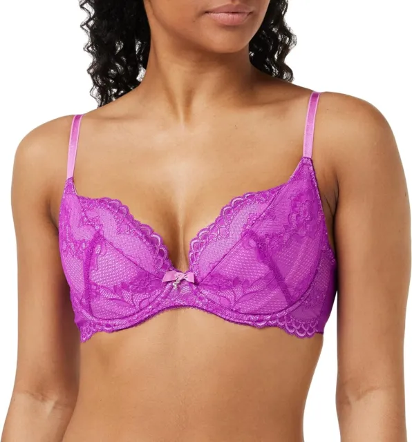 42C Gossard Superboost Lace Bra Orchid Padded Underwired Plunge 7711 Bra