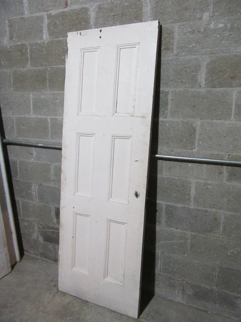 ~ ANTIQUE OAK 6 PANEL DOOR WITH HARDWARE RR ~ 28 x 81.5 ARCHITECTURAL SALVAGE 3