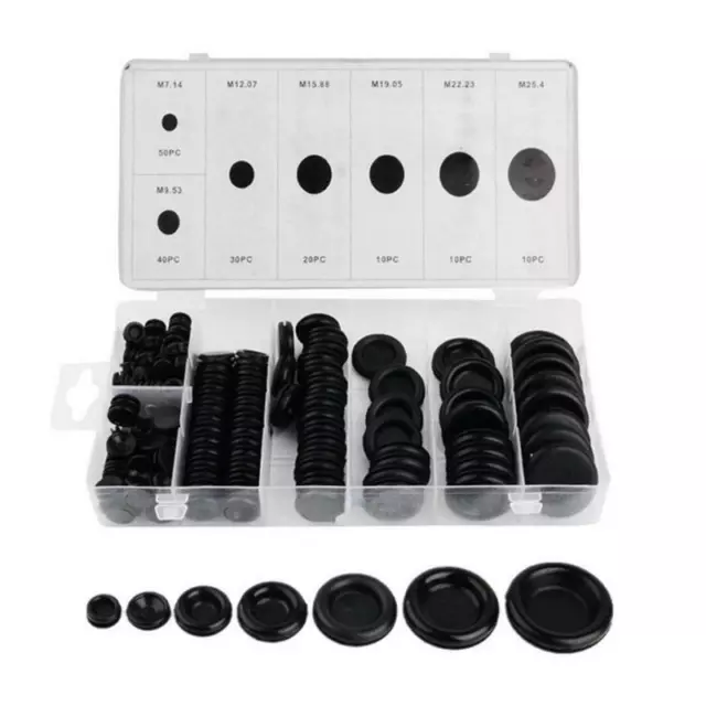 170 Rubber Grommet Assortment Firewall Hole Plug Set Electrical Wire Gasket Kit