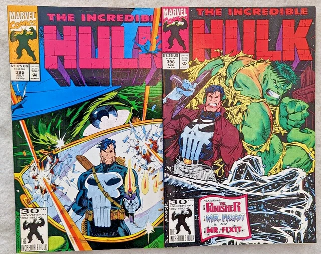 INCREDIBLE HULK #395,396 NM - Punisher, 1st App Mr Frost - Mr. Fixit