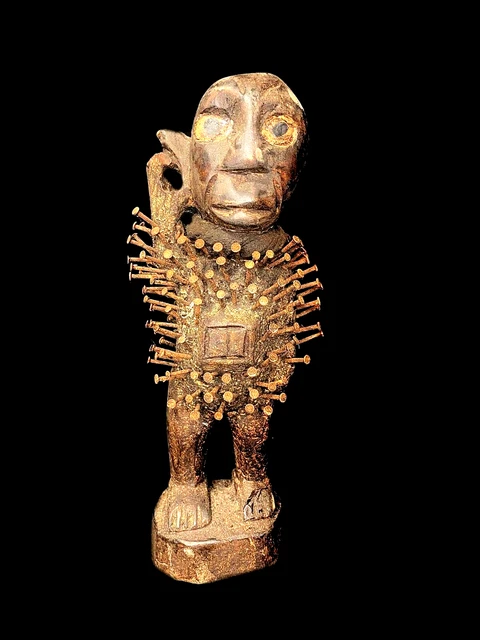 African figure African Tribal Art Wooden Carved Authentic Nkisi-Nkondi -6523