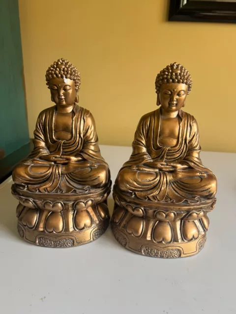 1 pair bronze Buddha bookends brand new 9" tall and 6.5" wide