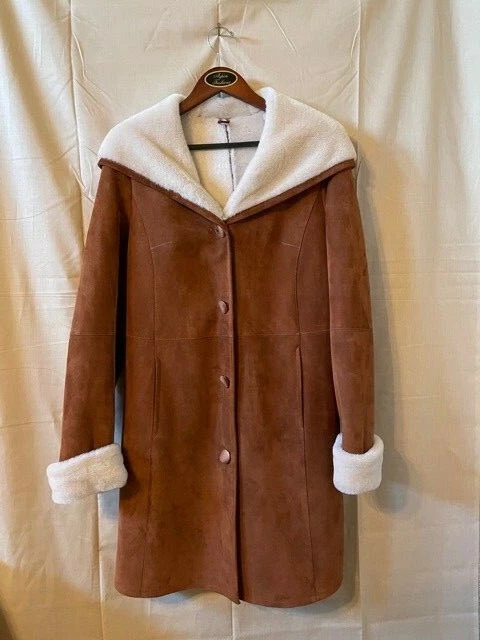 Genuine Shearling Spanish Merino Sheepskin Coat Ladies size 10