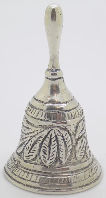 Vintage Italian Handmade Genuine Silver RARE Plant Decorated Small Bell Figurine