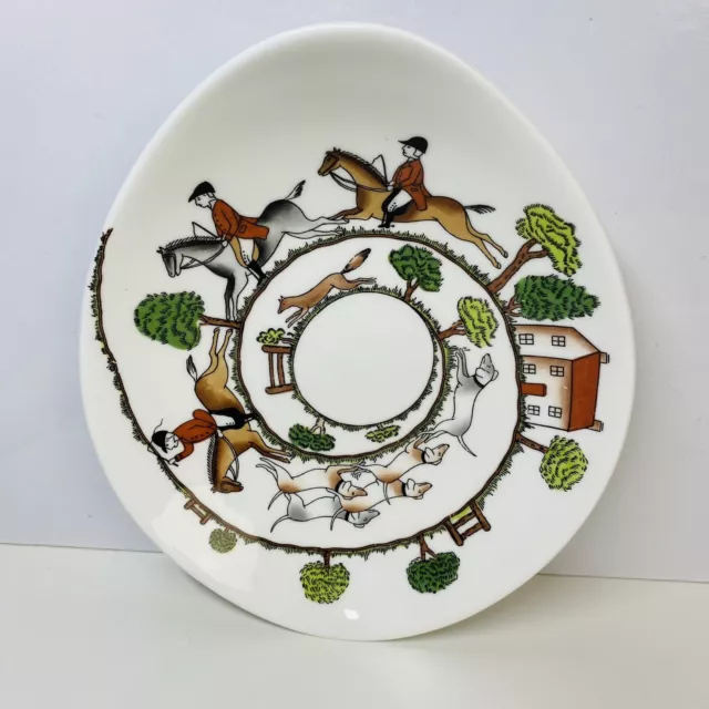 Crown Staffordshire Hunting Scene 6.5" Teadrop Shaped Plate / Dip Dish