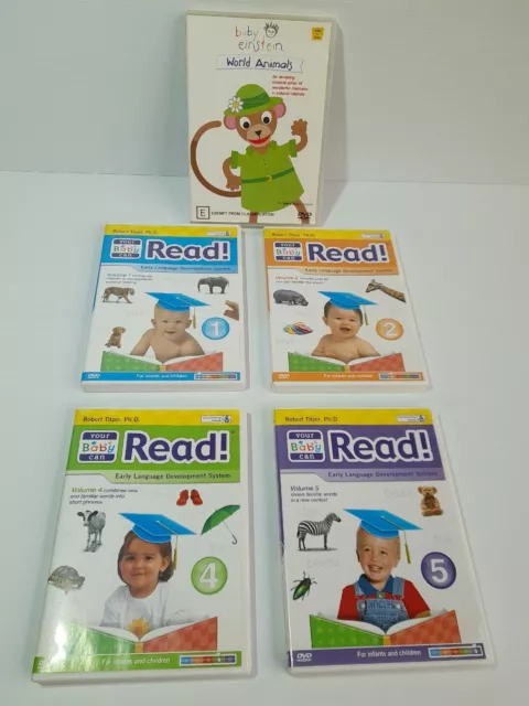Your Baby Can Read! Vol's 1 2 4 & 5 + Baby Einstein World Animals Education DVDs