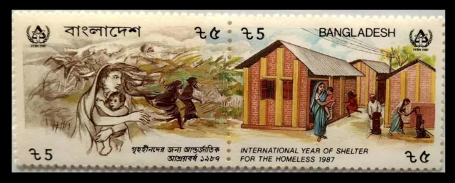 106. Bangladesh 1987 Setenant Tampon Année De Abri Pour Homeless. MNH