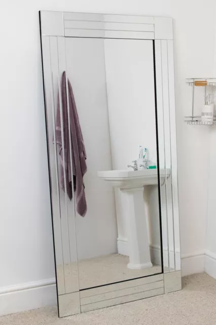 Extra Large Wall Mirror Full Length Silver All Glass Bathroom 5Ft8x2Ft9 174x85cm