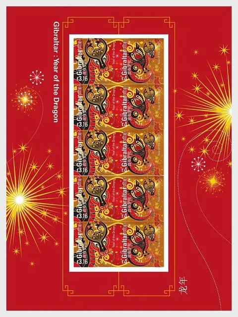 GIBRALTAR 2024 CHINESE new year DRAGON china astrology zodiac 2x5v mnh