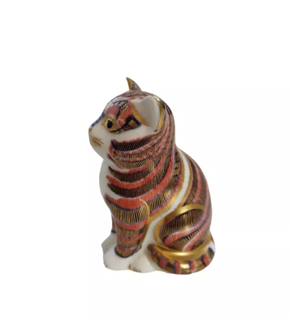 Royal Crown Derby Cat Paperweight, with Gold stopper,  in VGC, 2