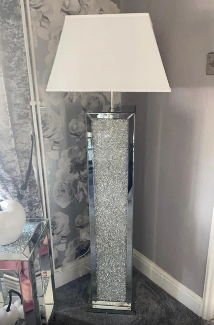 Silver glitter shop floor lamp