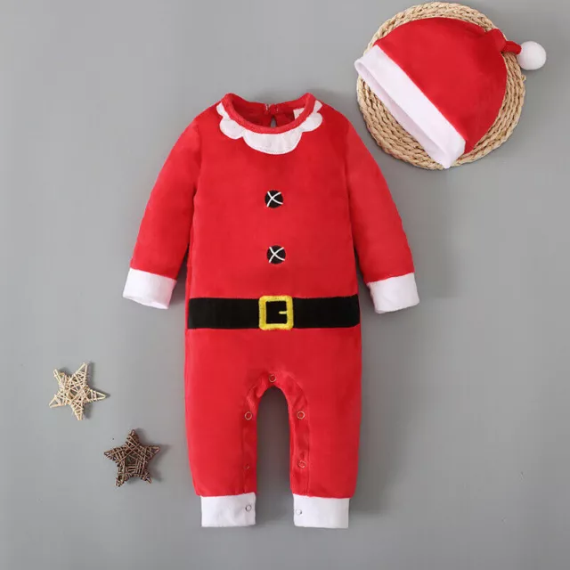 Baby Neugeborenes Säugling Jungen Mädchen Fleece Strampler Weihnachten Overall